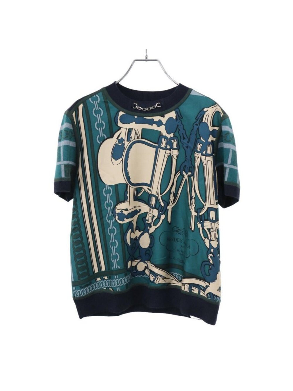 Hermes Brides de Gala Gara Twillaine Knit Top Green Maybe Sweater 40